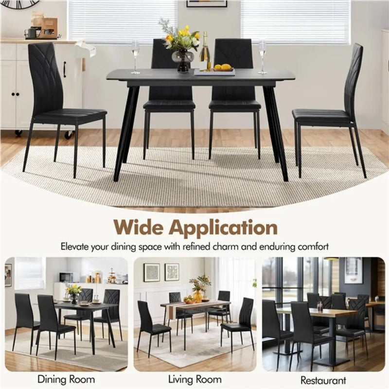 Set of 4 High Back Dining Chairs Upholstered Kitchen Chairs by Yaheetech