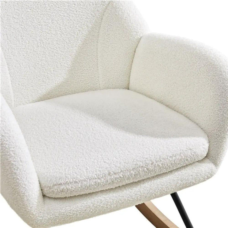 Boucle Upholstered Armchair Rocking Chair by Yaheetech