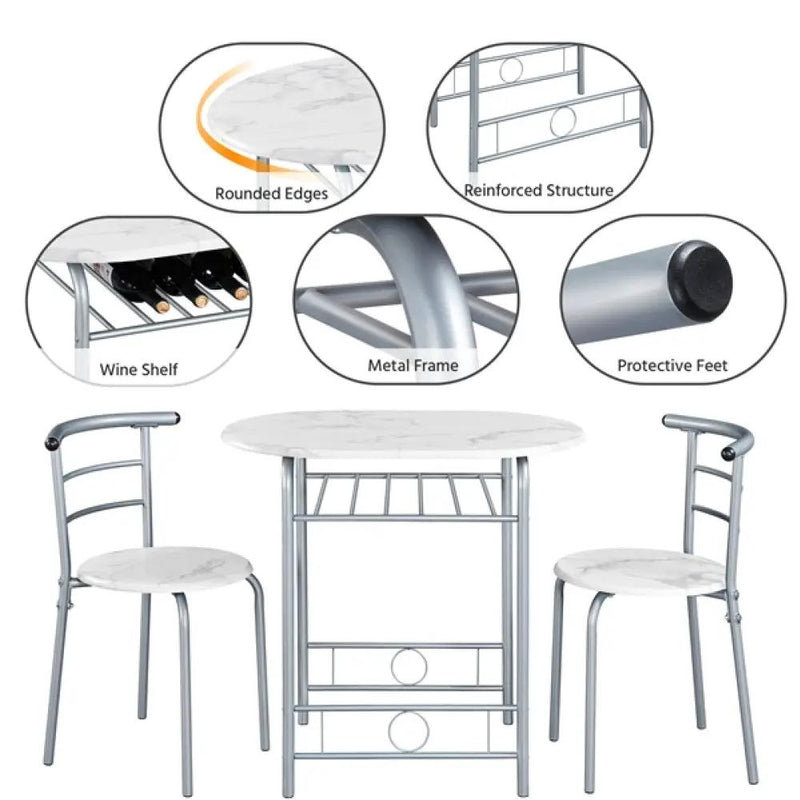 Space Saving Dining Table Set Modern Round Dining Table Set for 2 by Yaheetech