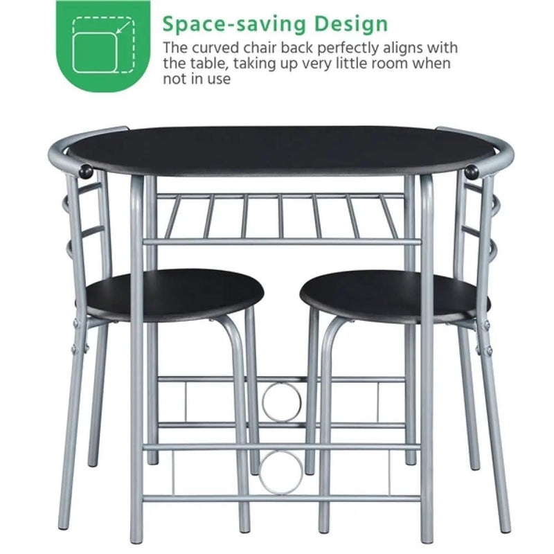 Modern Round Dining Table Set for 2 Chairs + 1 Table by Yaheetech