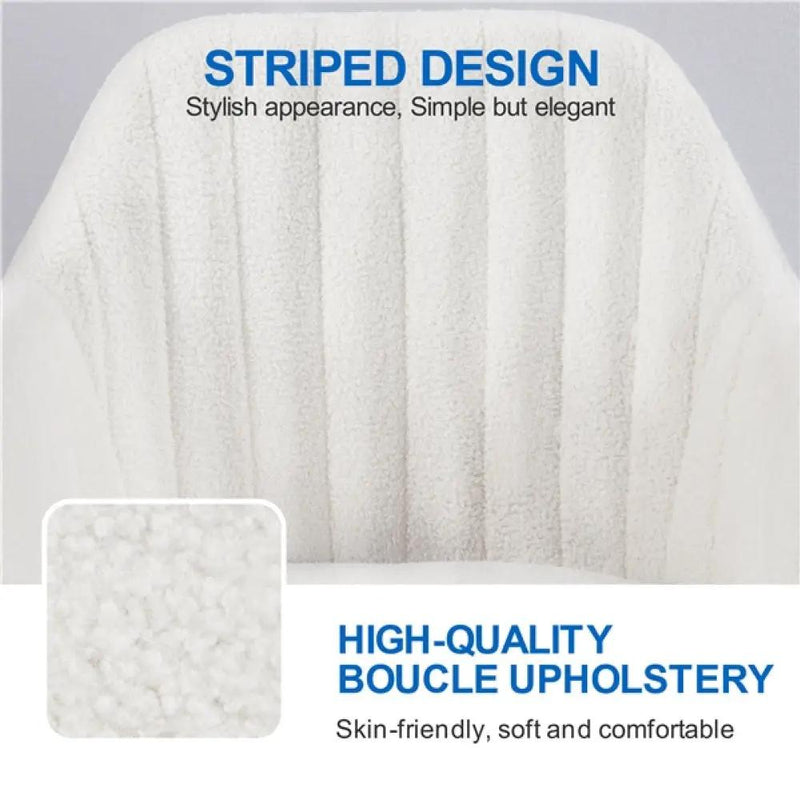 Modern Boucle Desk Chair Computer Chair Computer Chair Ivory by Yaheetech