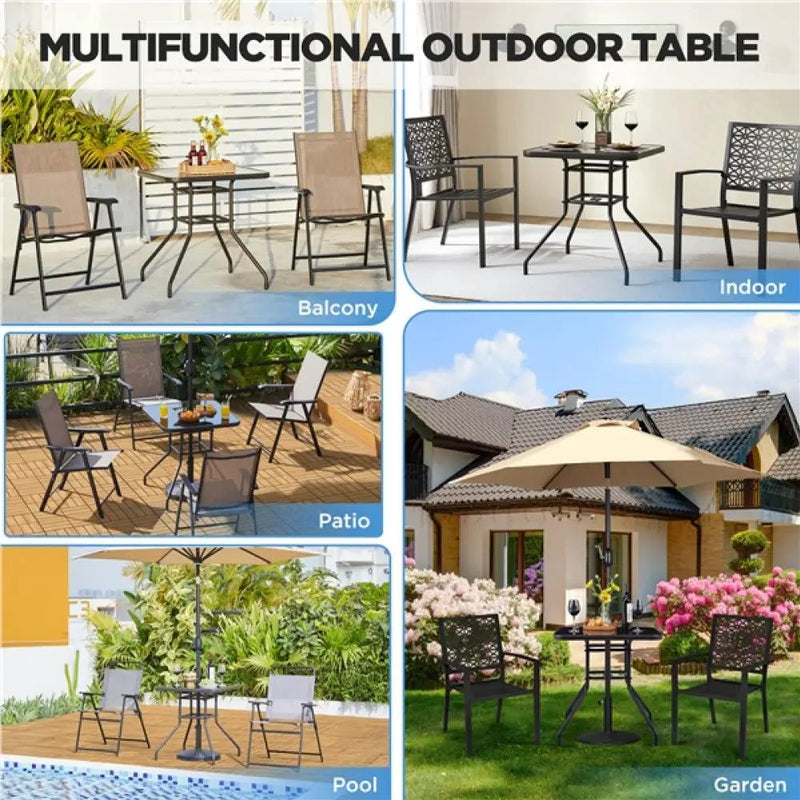 28″ Square Patio Bistro Table with Umbrella Hole by Yaheetech