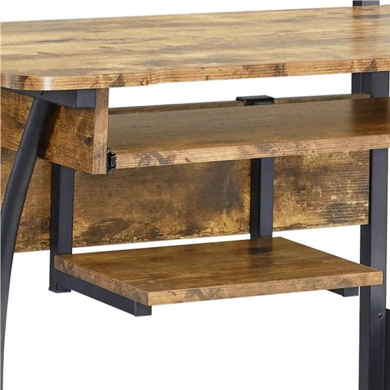 3-Tier Rolling Computer Desk Study Table with Printer Shelf by Yaheetech
