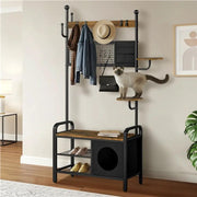 Hall Tree with Cat House Coat Rack Shoe Rack by Yaheetech