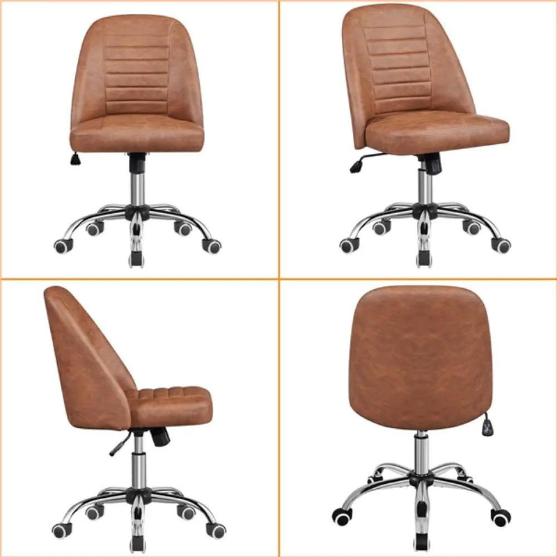Faux Leather Mid Back Home Office Desk Chair by Yaheetech