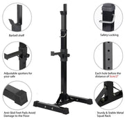 Yaheetech Pair of Adjustable Squat Rack Standard 45-70 Inch Solid Steel Squat Stand Pair of Adjustable Squat Rack Standard 45-70 Inch Solid Steel Squat Stand