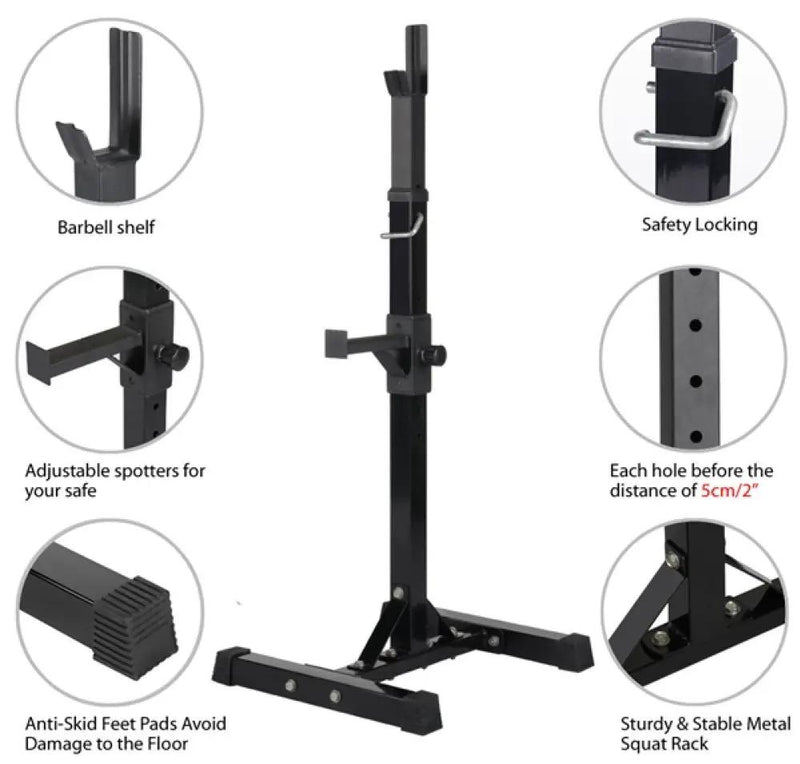 Yaheetech Pair of Adjustable Squat Rack Standard 45-70 Inch Solid Steel Squat Stand Pair of Adjustable Squat Rack Standard 45-70 Inch Solid Steel Squat Stand
