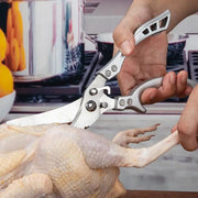 Kitchen Multifunctional Scissors Stainless Steel Chicken Bone Cleaver Knife Meat Fruit Boning Fish Scissors Scale Clean Scissors Bone knife belt brown leather by China Dropship