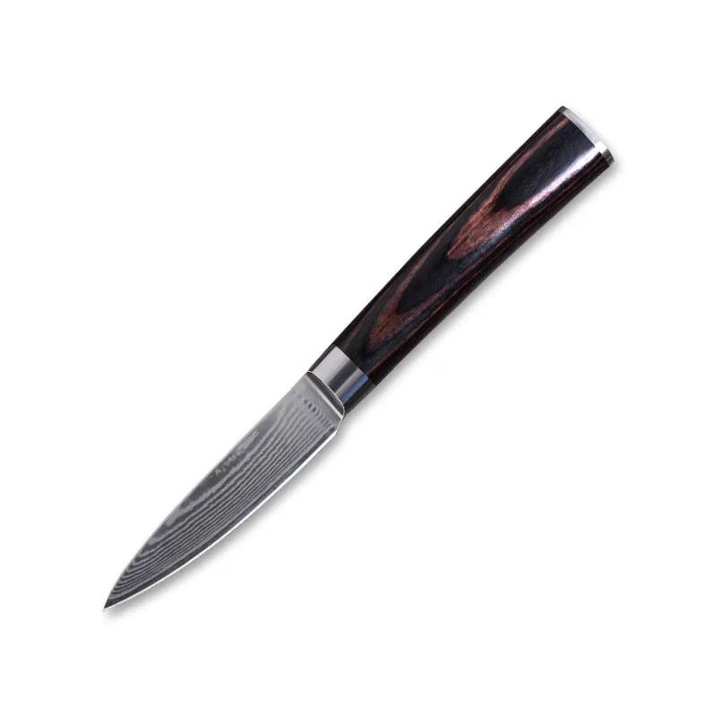 Damascus Fruit Knife Multipurpose Knife Japanese Santoku Knife Gift Knife Brown 5inches by China Dropship