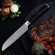 Damascus Fruit Knife Multipurpose Knife Japanese Santoku Knife Gift Knife Brown 5inches by China Dropship