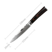 Damascus Fruit Knife Multipurpose Knife Japanese Santoku Knife Gift Knife Brown 5inches by China Dropship
