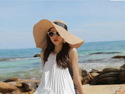 NAVY- 16cm Wide Brim Women Lady Sun Straw Hat Floppy Derby Summer Beach Cap by dealonline.co.nz