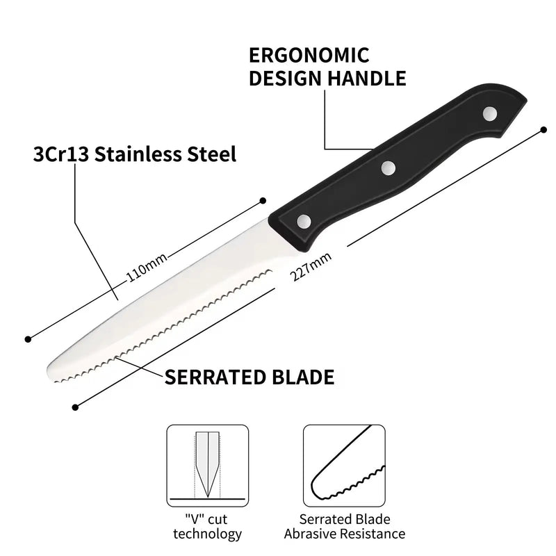 12-piece Kitchen Knife And Accessory Set With High-carbon Stainless Steel Blades, Including Meat And Steak Knives, With ABS Handles - Primary color by China Dropship