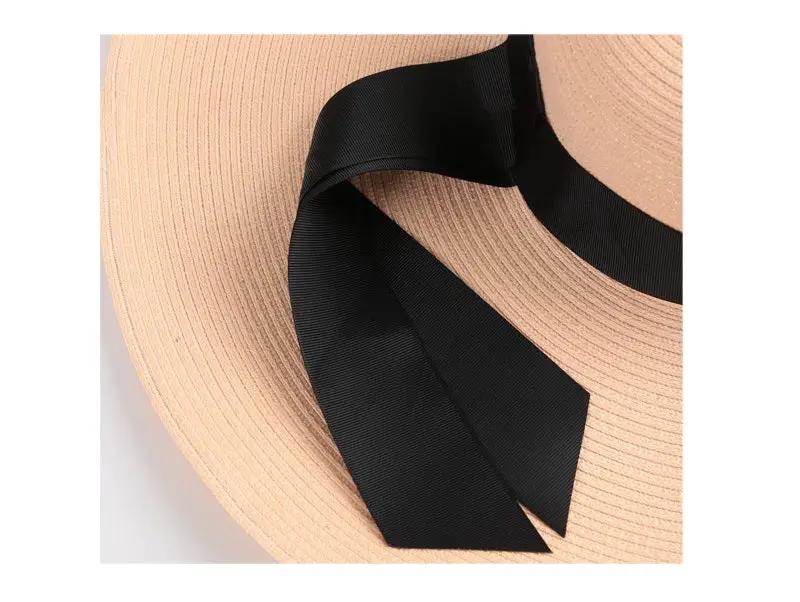 NAVY- 16cm Wide Brim Women Lady Sun Straw Hat Floppy Derby Summer Beach Cap by dealonline.co.nz