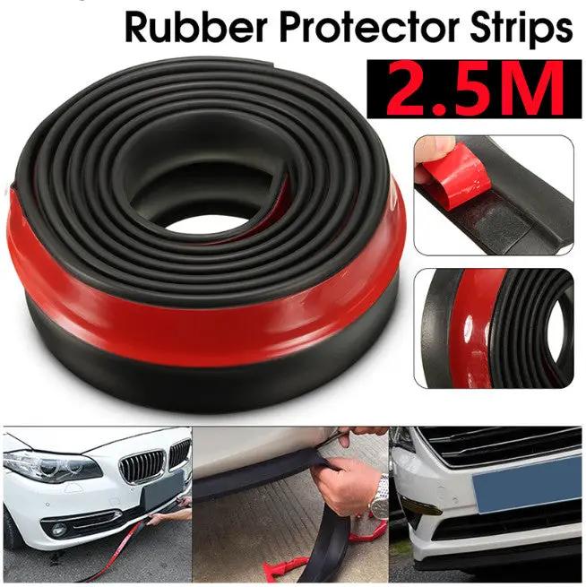 Car Front Bumper Lip Skirt Protector Splitter Body Spoiler Rubber Universal 2.5M by salelink.co.nz