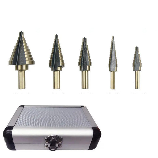5PCS HSS Step Steel Cone Drill Titanium Bits Set by salelink.co.nz