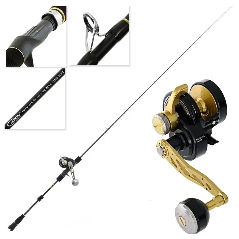 Catch Combo 150g Kensai Slow Pitch Jigging Rod With Left Hand JGX3000 Reel Spooled With Braid by Action Outdoors Limited