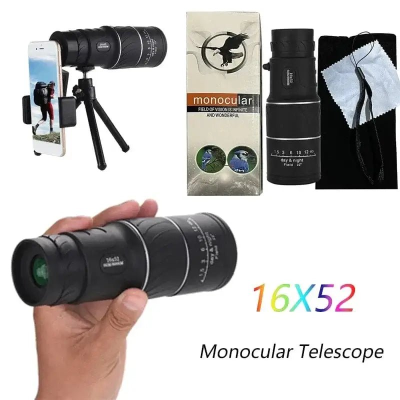 China China 16X52 Monocular Telescope Optical Lens High Definition Handy Optics Scope Dual Focus Zoom 16X Binocular for Outdoor Camp Hunting