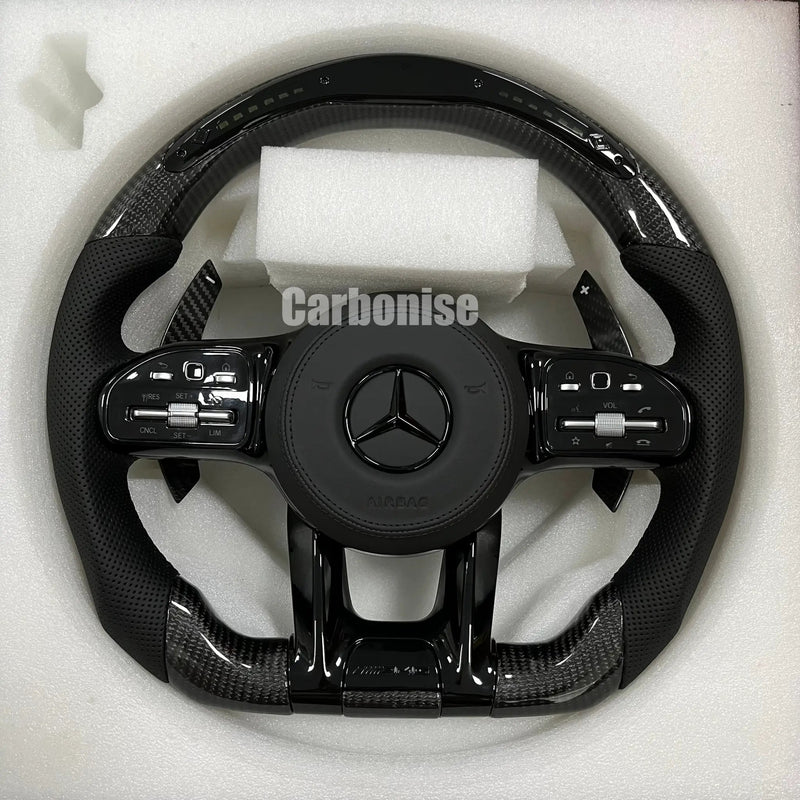 Mercedes-Benz Steering Wheel (Carbon Fiber+Perforated Leather) #16 by CARBONISE