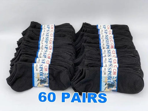 (60 Pairs) Thin Ankle Socks - BLACK - M7-11/ W8-12 by dealonline.co.nz