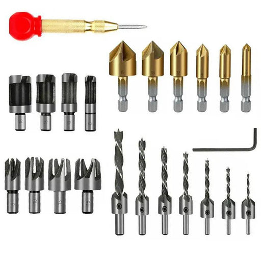 23pcs Woodworking Chamfer Drilling Tool Kit by salelink.co.nz