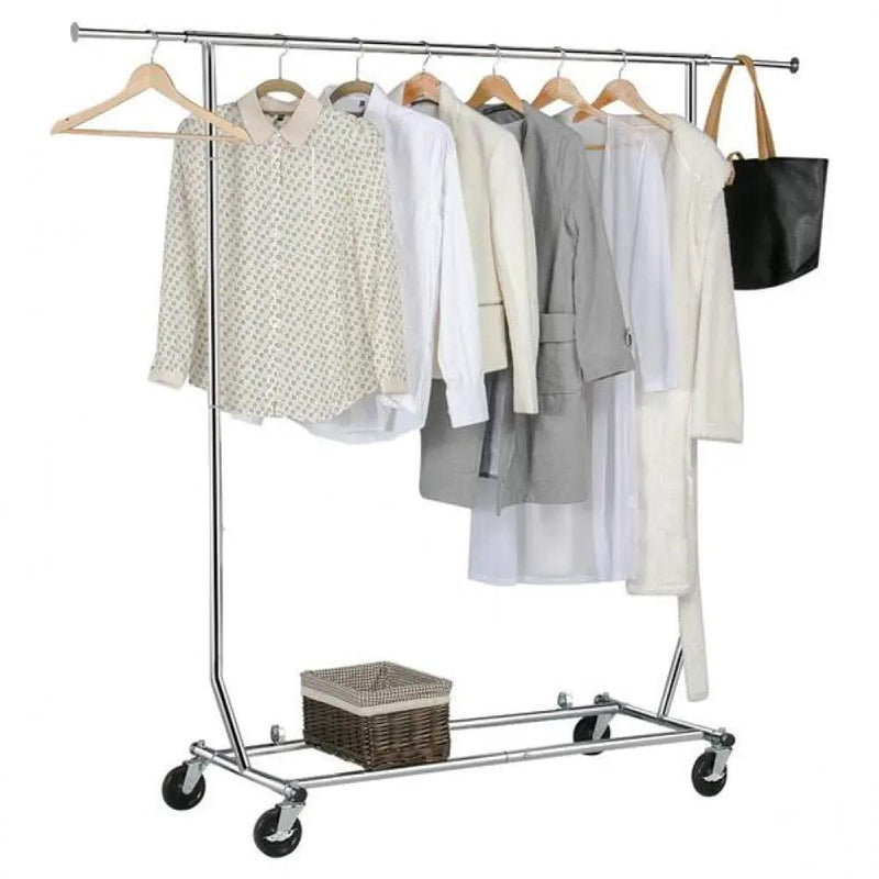 Free-Standing Standard Garment Rod Clothes Organizer Adjustable Foldable Clothes Rack by Yaheetech
