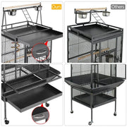 H68.5'' Play Top Parrot Cage Metal Rolling Bird Cage by Yaheetech