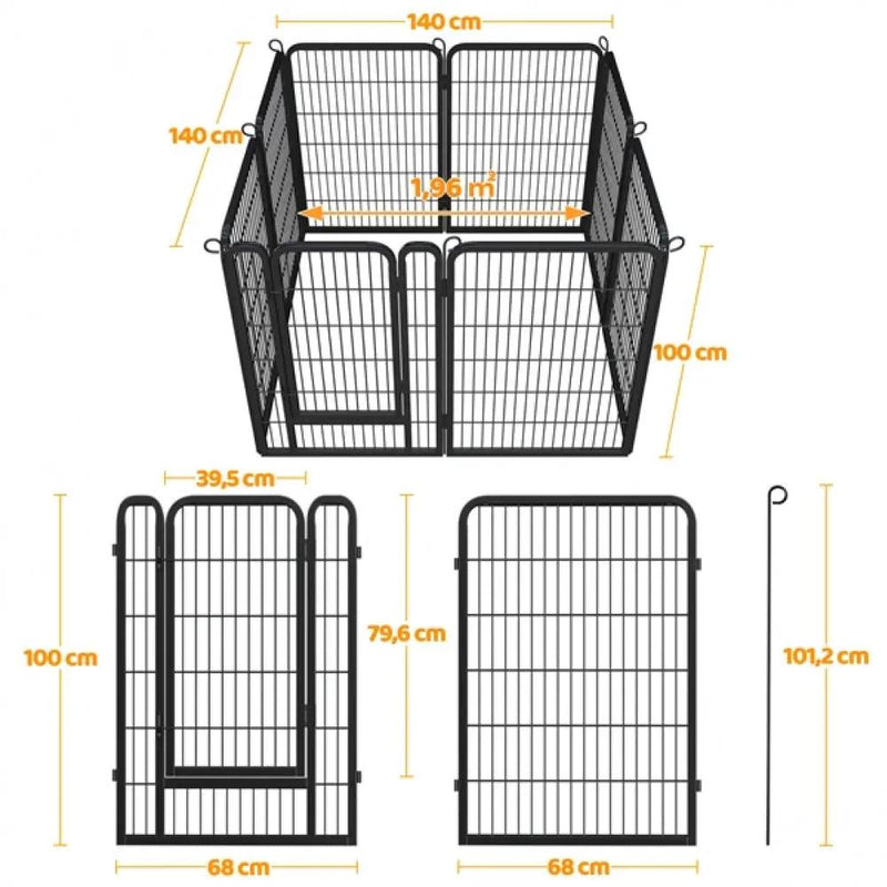 8 Panels Dog Playpen 100cm Tall Dog Pen Dog Fence by Yaheetech
