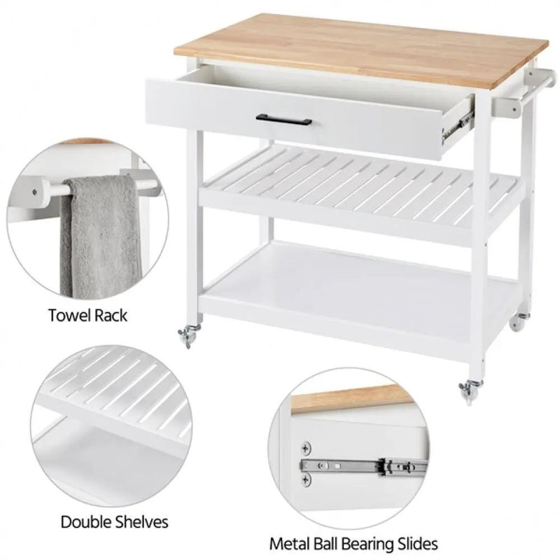 Kitchen Island Cart on Wheels 40’’ W Minimalist Kitchen Cart by Yaheetech