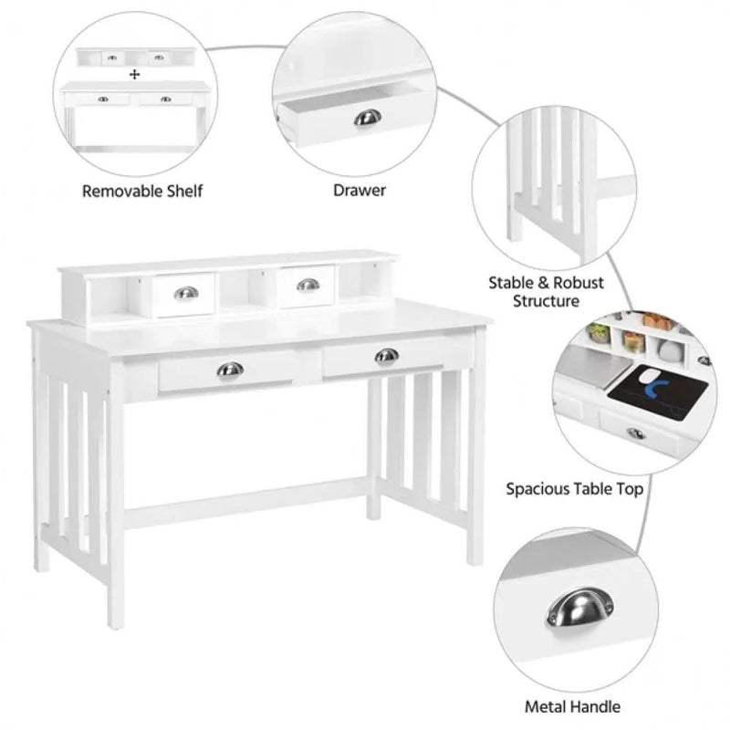 Writing Computer Desk Modern Work Station Laptop Table Removable Floating Organizer by Yaheetech