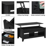 L 120cm Lift Top Coffee Table w/Hidden Compartment & 2 Open Shelves by Yaheetech