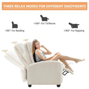 Upholstered Recliner Boucle Recliner Sofa Adjustable Modern Single Reclining Chair by Yaheetech