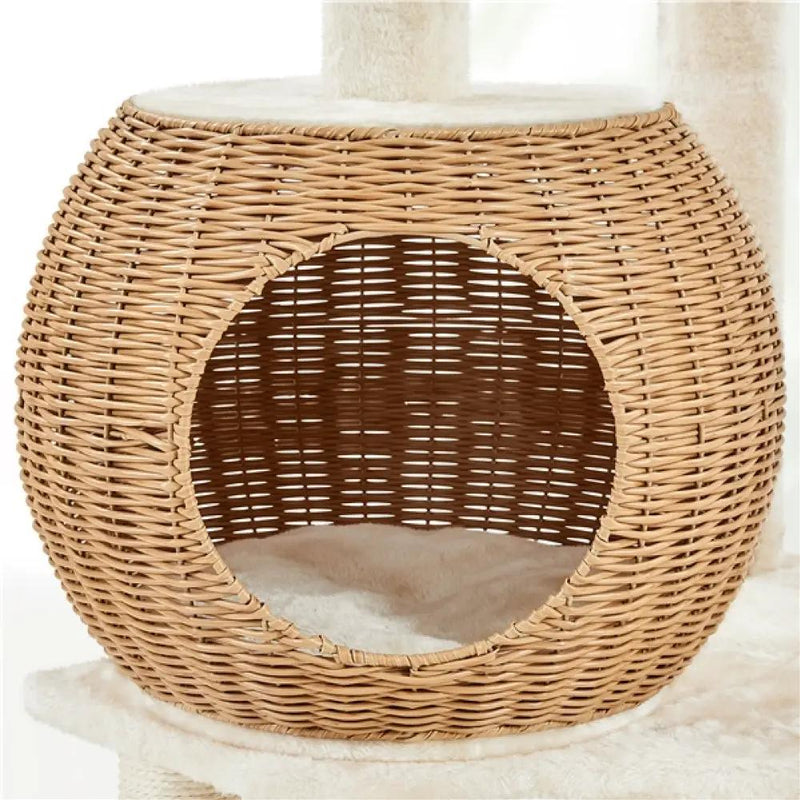 54″ Tall Rattan Cat Tree Cat Tower by Yaheetech