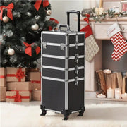 5-In-1 Professional Aluminum Rolling Cosmetic Makeup Train Cases Trolley by Yaheetech