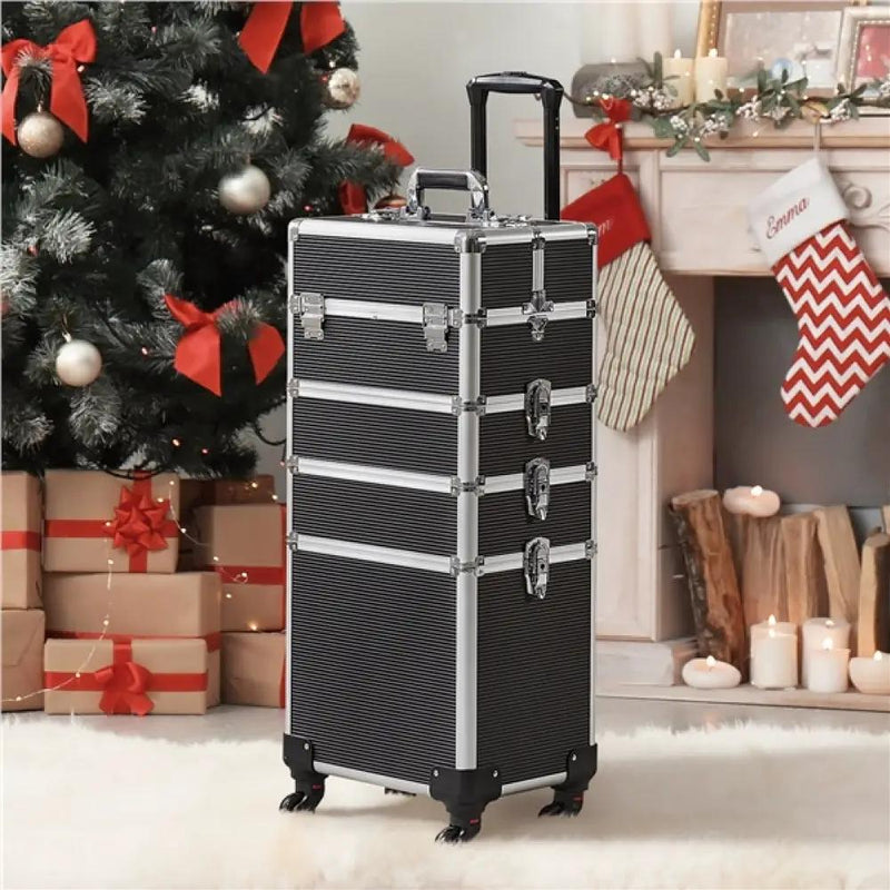 5-In-1 Professional Aluminum Rolling Cosmetic Makeup Train Cases Trolley by Yaheetech