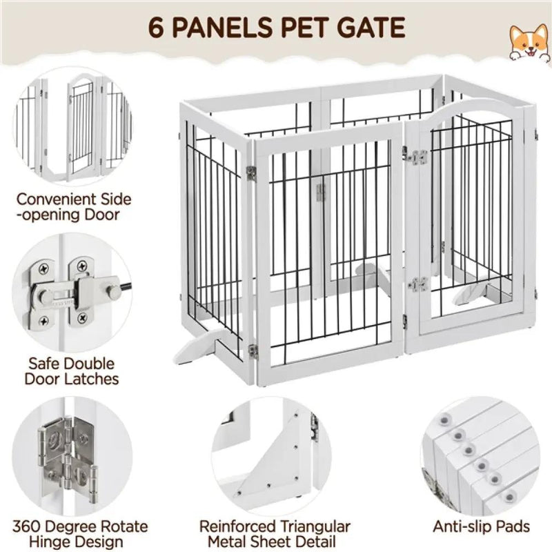 6-Panel Pet Puppy Safety Fence with 3 Support Feet by Yaheetech