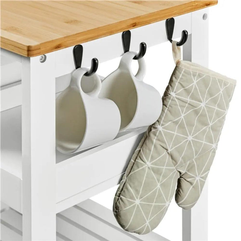 Kitchen Island with Wheels Kitchen Storage Serving Cart by Yaheetech