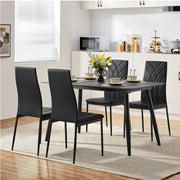 Set of 4 High Back Dining Chairs Upholstered Kitchen Chairs by Yaheetech