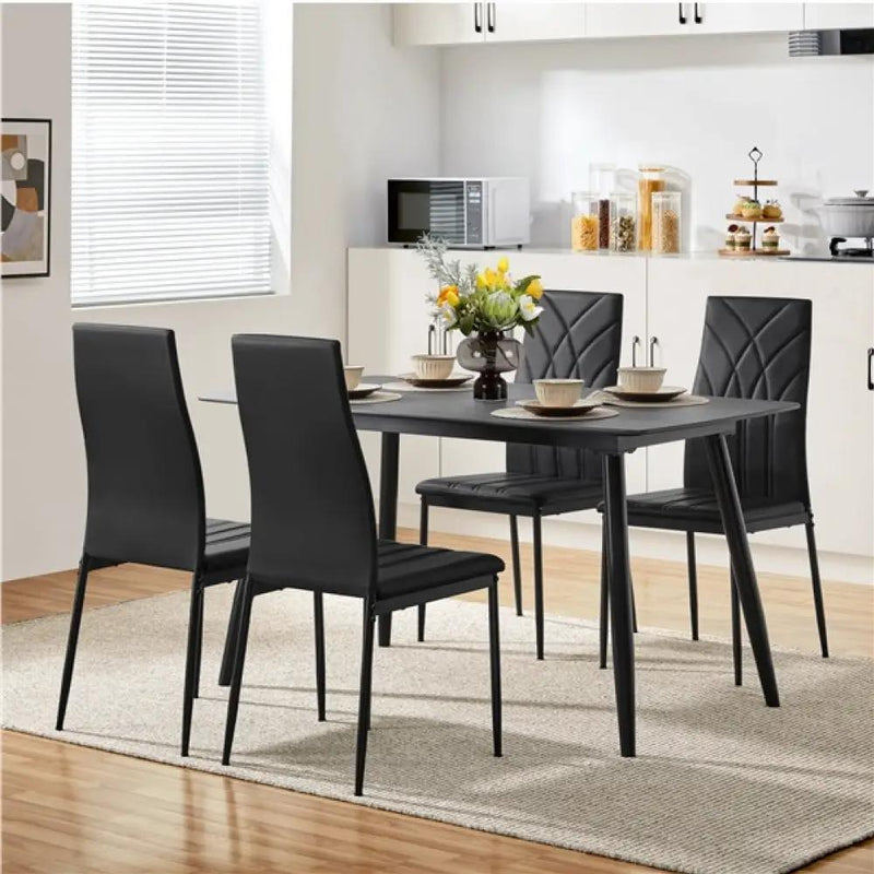 Set of 4 High Back Dining Chairs Upholstered Kitchen Chairs by Yaheetech