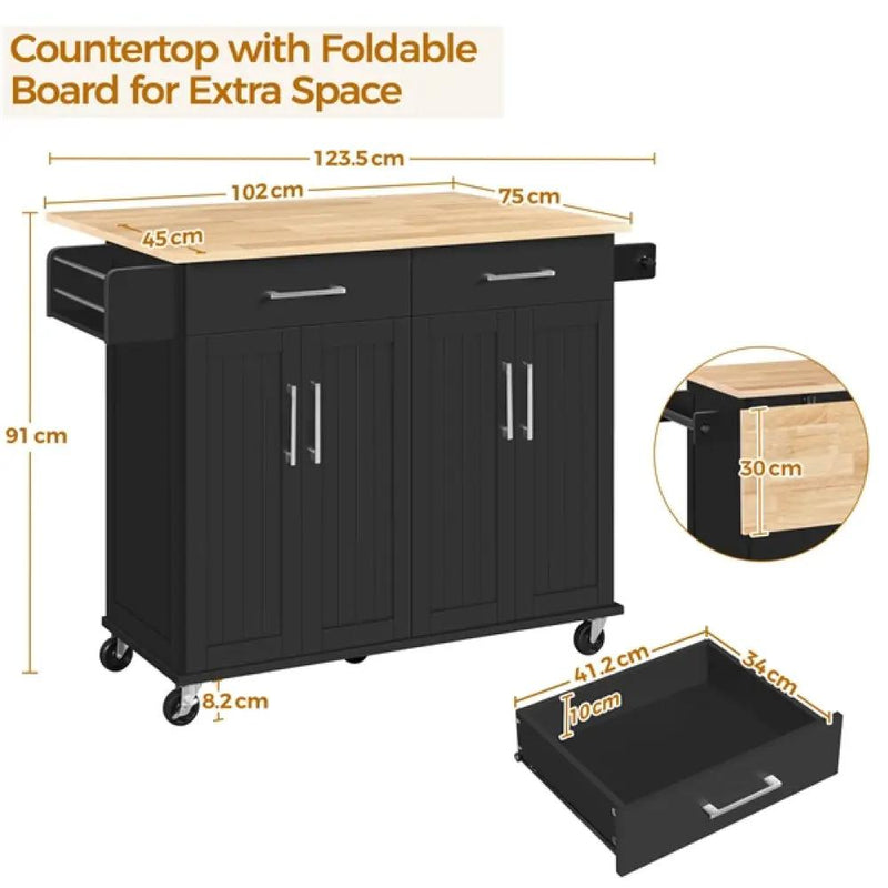 Kitchen Trolley Kitchen Island on Wheels Kitchen Cart by Yaheetech