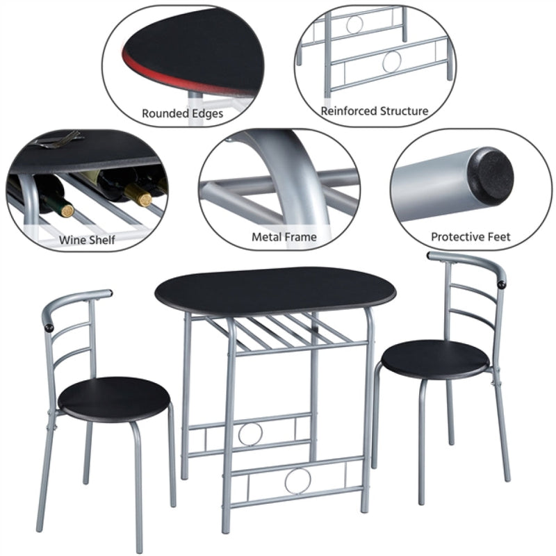 Modern Round Dining Table Set for 2 Dining Chairs by Yaheetech