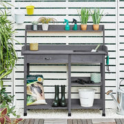 Garden Potting Bench with Basin Garden Work Bench Station by Yaheetech