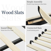 Yaheetech 135 cm W x 190 cm L Bed Frame With Base 135 cm W x 190 cm L Bed Frame With Base
