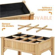 8-Pocket Wood Elevated Garden Planter with Fabric Liner by Yaheetech