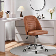 Faux Leather Mid Back Home Office Desk Chair by Yaheetech