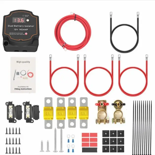 Dual Battery System Kit DC 12V 140A Heavy Duty Cables Smart Isolator Marine Boat by salelink.co.nz
