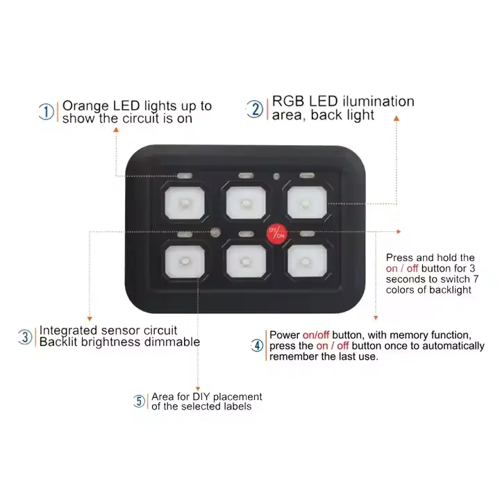 6 Gang Rocker Switch Panel by salelink.co.nz