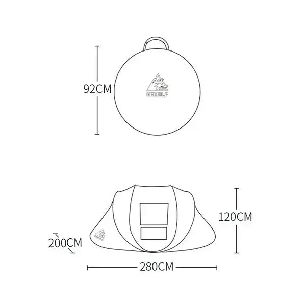 Boat-Shaped Pop-Up Camping Tent Large 280(L) x 200 (W) x 120(H)cm DYLF73910 by ECOTREK