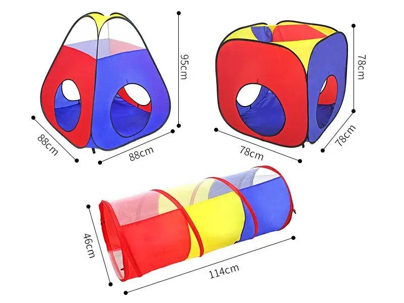 4PCS Pop-Up Square Triangle Tunnel Play Tent Kit Set by dealonline.co.nz