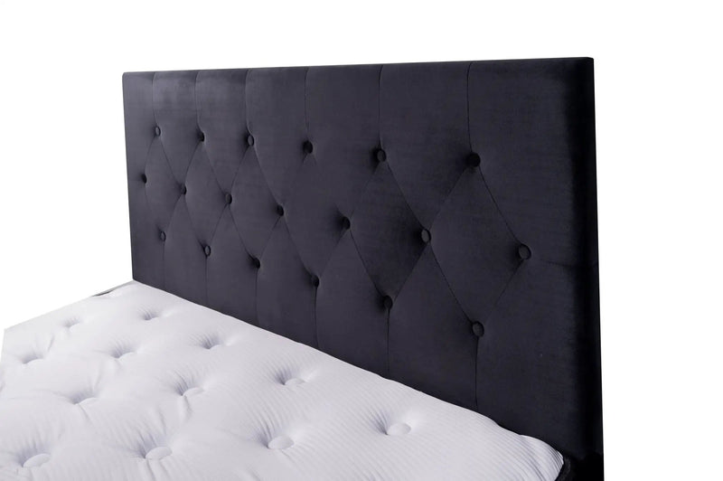 Fenland Headboard Black Velvet Super King by sue-e furniture